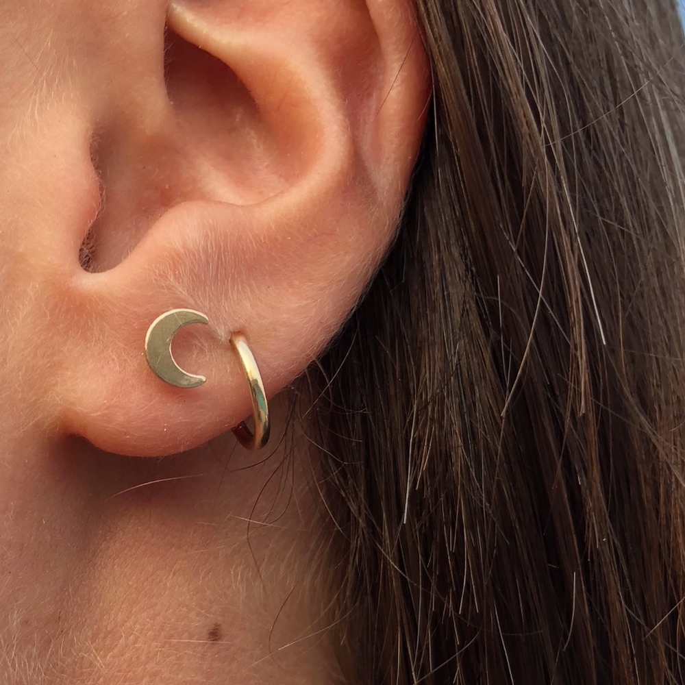 14k Lil' Tiny Moon Stud Earrings